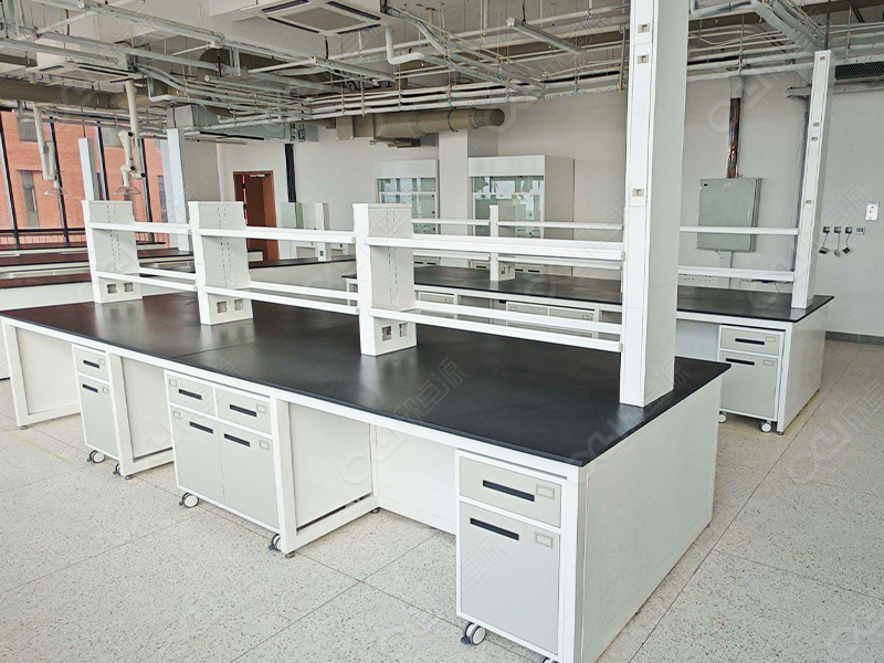 Laboratory center table and fume hood