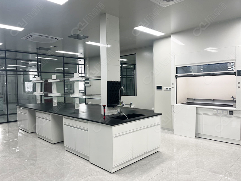 All-steel laboratory center table and fume hood