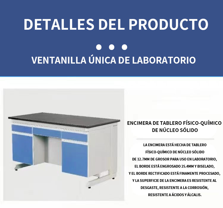 Mesa de laboratorio de acero y madera